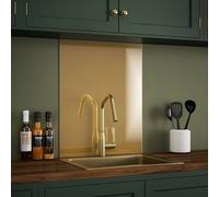 Splashback Brass Glass Stylish Indoor Self Adhesive Kitchen s 600x750mm in Gold Splashback Gold