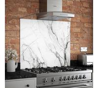 Splashback Carrara Marble Glass Self Adhesive Kitchen s 900mm x 750mm in White Splashback White