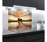 Splashback Tempered Glass Heat Resistant Toughened Decorative - 90 x 65 cm - 4 mm Thick - Perfect Behind Gas, Ceramic and Induction Cookers - Easy to Clean and Hang…