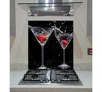 Splashback Tempered Glass Panel Kitchen Cocktail on the Black Background, Any Size, Va Art Glass (wide 60 x height 70 /cm)