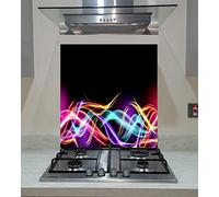 Splashback, Tempered Glass Panel Kitchen with a dolphin leaping jumping from shining sunset, sea, Any Size, Va Art Glass (wide 90 x height 65 /cm)