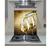 Splashback with Glasses of Wine, Tempered Glass Panel Kitchen, Any Size, Va Art Glass (wide 90 x height 75 /cm)