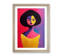 Splashed Abstract Woman No.1 Framed Print | A2 Oak Framed Wall Art | Ready to Hang | Abstract Fantasy Picture | Living Room Bedroom Lounge Office