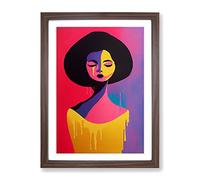 Splashed Abstract Woman No.1 Framed Print | A3 Walnut Framed Wall Art | Ready to Hang | Abstract Fantasy Picture | Living Room Bedroom Lounge Office