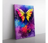 Splashed Butterfly No.2 Abstract Canvas Wall Art Print Ready to Hang, Framed Picture for Living Room Bedroom Home Office Décor, 50x35 cm (20x14 Inch)