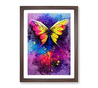 Splashed Butterfly No.2 Abstract Framed Print for Living Room Bedroom Home Office Décor, Wall Art Picture Ready to Hang, Walnut A2 Frame (64 x 46 cm)