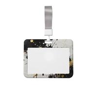 Splashed Ink Art Id Badge Holder with Lanyard-Horizontal Card Protector, Clear Abs Hard Shell for Work Office Events