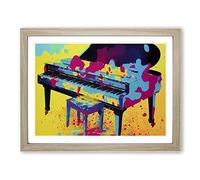 Splashed Piano Abstract Framed Print | A3 Oak Framed Wall Art | Ready to Hang | Abstract Music Picture | Living Room Bedroom Lounge Office