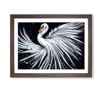 Splashed Swan Vol.1 Abstract Framed Print | A2 Walnut Framed Wall Art | Ready to Hang | Abstract Animal Picture | Living Room Bedroom Lounge Office