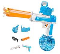 Splasher X Water Gun, 500ml Electric Water Blaster with LED Flash, 26ft Long-Range Dual-Mode (Manual/Auto), IP67 Weatherproof for Pool/Beach Battles - Rechargeable Summer Outdoor(Blue white)