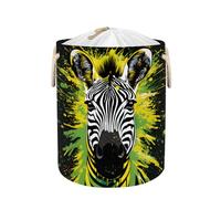 Splashes Animal Zebra Drawstring Laundry Basket, Large Foldable Laundry Hamper with Lid Thick Polyester Fabric Lightweight Storage Basket for Clothes Toys Dorm Bathroom