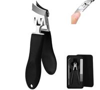 Splashproof 25° Beveled Edge Nail Clippers 3-Piece Set, Oblique Ingrown Toenail Clippers, Wide Jaw Opening Anti-Splash Slanted Nail Clipper (Black)