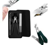Splashproof 25° Beveled Edge Nail Clippers Set - Wide Jaw Anti-Splash Slanted Nail Cutter for Thick & Ingrown Toenails, Seniors & Adults, 3-Piece Heavy Duty Stainless Steel Nail Clipper Kit (Black)