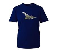Splashshirts British Airways Supersonic Aircraft Concorde T-Shirt, RAF Tribute, Classic Crew Neck, 100% Cotton,Unisex Regular Fit- Navy (Size-S)