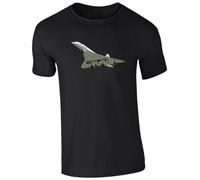 Splashshirts British Airways Supersonic Aircraft Concorde T-Shirt, RAF Tribute, Classic Crew Neck, 100% Cotton,Unisex Regular Fit- Black (Size-S)