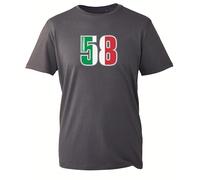 Splashshirts Marco Simoncelli 58 T-Shirt Motorbike Rider Flag, 100% Cotton, Classic Fit, Unisex MotoGP Apparel- Charcoal (Size-M)