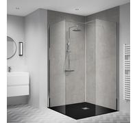 Splashwall 2 Panel Laminate Bathroom & Wet Room Decorative Panel Kit (L)2420mm (W)1200mm - Ciment Brut Stone Effect