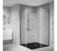 Splashwall 2 Panel Laminate Bathroom & Wet Room Decorative Panel Kit (L)2420mm (W)1200mm - Nuvolento Terrazzo Stone Effect