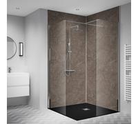 Splashwall 2 Panel Laminate Bathroom & Wet Room Decorative Panel Kit (L)2420mm (W)1200mm - Roche Salentine Stone Effect