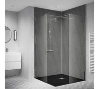 Splashwall 2 Panel Laminate Bathroom & Wet Room Decorative Panel Kit (L)2420mm (W)1200mm - Silver Granite Stone Effect