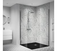 Splashwall 2 Panel Laminate Bathroom & Wet Room Decorative Panel Kit (L)2420mm (W)1200mm - White Cararra Marble Effect