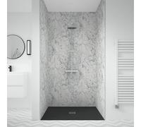 Splashwall 3 Panel Laminate Bathroom & Wet Room Decorative Panel Kit (L)2420mm (W)1200mm - White Cararra Marble Effect