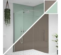 Splashwall Alloy 2 Panel Aluminium Double-Sided Bathroom & Wet Room Decorative Panel Kit (L)2440mm (W)1220mm - Terra Grey & Seabreeze Green