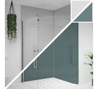 Splashwall Alloy 2 Panel Aluminium Double-Sided Bathroom & Wet Room Decorative Panel Kit (L)2440mm (W)1220mm - Glacier White & Neptune Blue