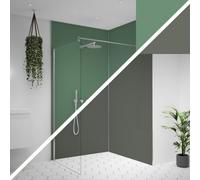 Splashwall Alloy 2 Panel Aluminium Double-Sided Bathroom & Wet Room Decorative Panel Kit (L)2440mm (W)1220mm - Seafoam Green & Battleship Grey