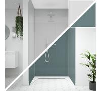 Splashwall Alloy 3 Panel Aluminium Double-Sided Bathroom & Wet Room Decorative Panel Kit (L)2440mm (W)1220mm - Glacier White & Neptune Blue