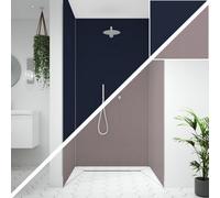 Splashwall Alloy 3 Panel Aluminium Double-Sided Bathroom & Wet Room Decorative Panel Kit (L)2440mm (W)1220mm - Deep Blue Sea & Smoked Rose