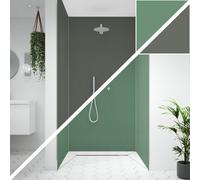 Splashwall Alloy 3 Panel Aluminium Double-Sided Bathroom & Wet Room Decorative Panel Kit (L)2440mm (W)1220mm - Seafoam Green & Battleship Grey