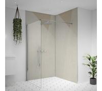 Splashwall Alloy Aluminium Bathroom & Wet Room Decorative Panel (H)2420mm (W)1220mm - Matt Geo Storm Beige