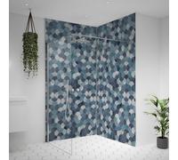 Splashwall Alloy Aluminium Bathroom & Wet Room Decorative Panel (H)2440mm (W)1220mm - Matt Blue Scallop
