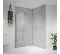 Splashwall Alloy Aluminium Bathroom & Wet Room Decorative Panel (H)2440mm (W)1220mm - Matt Fossil Stone Effect
