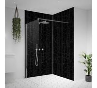 Splashwall Alloy Aluminium Bathroom & Wet Room Decorative Panel (H)2440mm (W)1220mm - Matt Nero Portoro