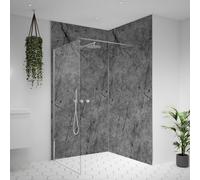 Splashwall Alloy Aluminium Bathroom & Wet Room Decorative Panel (H)2440mm (W)1220mm - Matt Tempesta Stone Effect