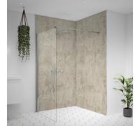 Splashwall Alloy Aluminium Bathroom & Wet Room Decorative Panel (H)2440mm (W)1220mm - Matt Terra Light Stone Effect