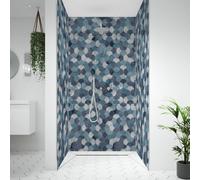Splashwall Alloy Aluminium Bathroom & Wet Room Decorative Panel (H)2440mm (W)600mm - Matt Blue Scallop