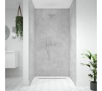 Splashwall Alloy Aluminium Bathroom & Wet Room Decorative Panel (H)2440mm (W)600mm - Matt Fossil Stone Effect
