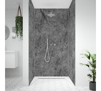 Splashwall Alloy Aluminium Bathroom & Wet Room Decorative Panel (H)2440mm (W)600mm - Matt Tempesta Stone Effect