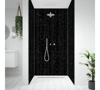 Splashwall Alloy Aluminium Bathroom & Wet Room Decorative Panel (H)2440mm (W)900mm - Matt Nero Portoro