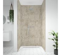 Splashwall Alloy Aluminium Bathroom & Wet Room Decorative Panel (H)2440mm (W)900mm - Matt Terra Light