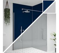 Splashwall Alloy Double-Sided Aluminium Bathroom & Wet Room Decorative Panel (H)2400mm (W)1200mm - Gloss Starry Night Blue & Urban Grey