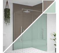 Splashwall Alloy Double-Sided Aluminium Bathroom & Wet Room Decorative Panel (H)2400mm (W)900mm - Gloss Terra Grey & Sea Breeze Green