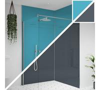 Splashwall Alloy Double-Sided Aluminium Bathroom & Wet Room Decorative Panel (H)2400mm (W)900mm - Gloss Turquoise & Slate Grey
