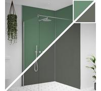 Splashwall Alloy Double-Sided Aluminium Bathroom & Wet Room Decorative Panel (H)2400mm (W)900mm - Matt Sea Foam Green & Battleship Grey