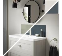 Splashwall Alloy Gloss Malibu Grey & Storm Blue Glass Effect Laminate Adhesive Double-Sided Bathroom Splashback (H)25Cm (W)80Cm