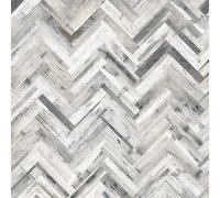 Splashwall Alloy Grey Whitewash Herringbone Aluminium Splashback, (H)600mm (W)2440mm (T)4mm