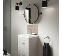 Splashwall Alloy Matt Beige Treviso Travertine Effect Laminate Adhesive Bathroom Splashback (H)25Cm (W)40Cm